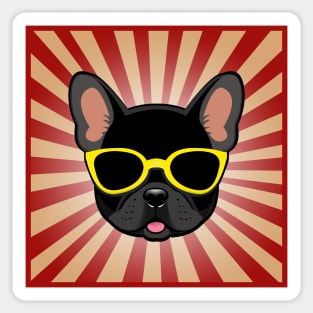 Black French Bulldog Wearing Yellow Sunglasses Funny Frenchie Dog Sticker